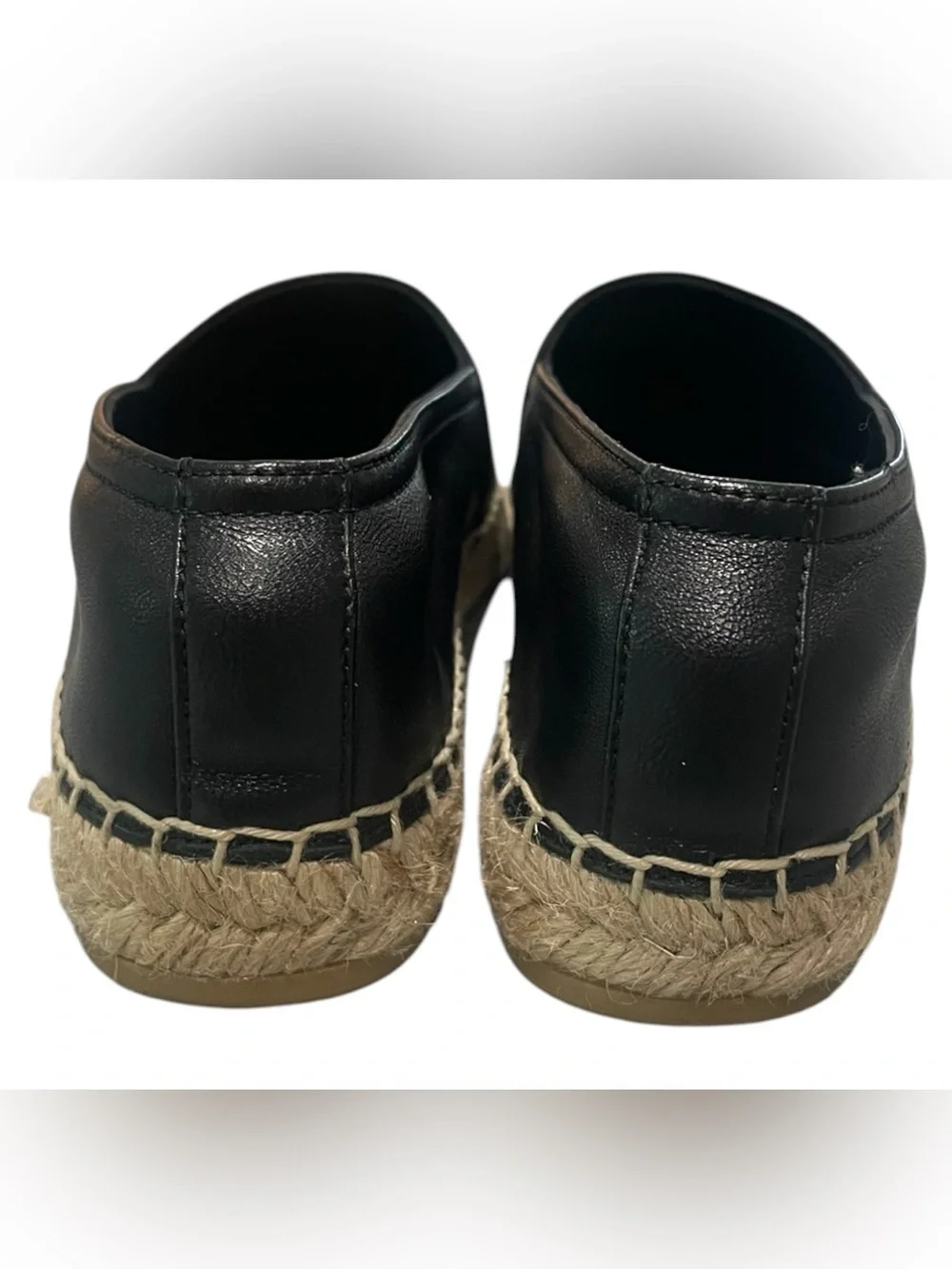 Saint Laurent Paris YSL Logo Black Leather Espadrille Flats 36.5
